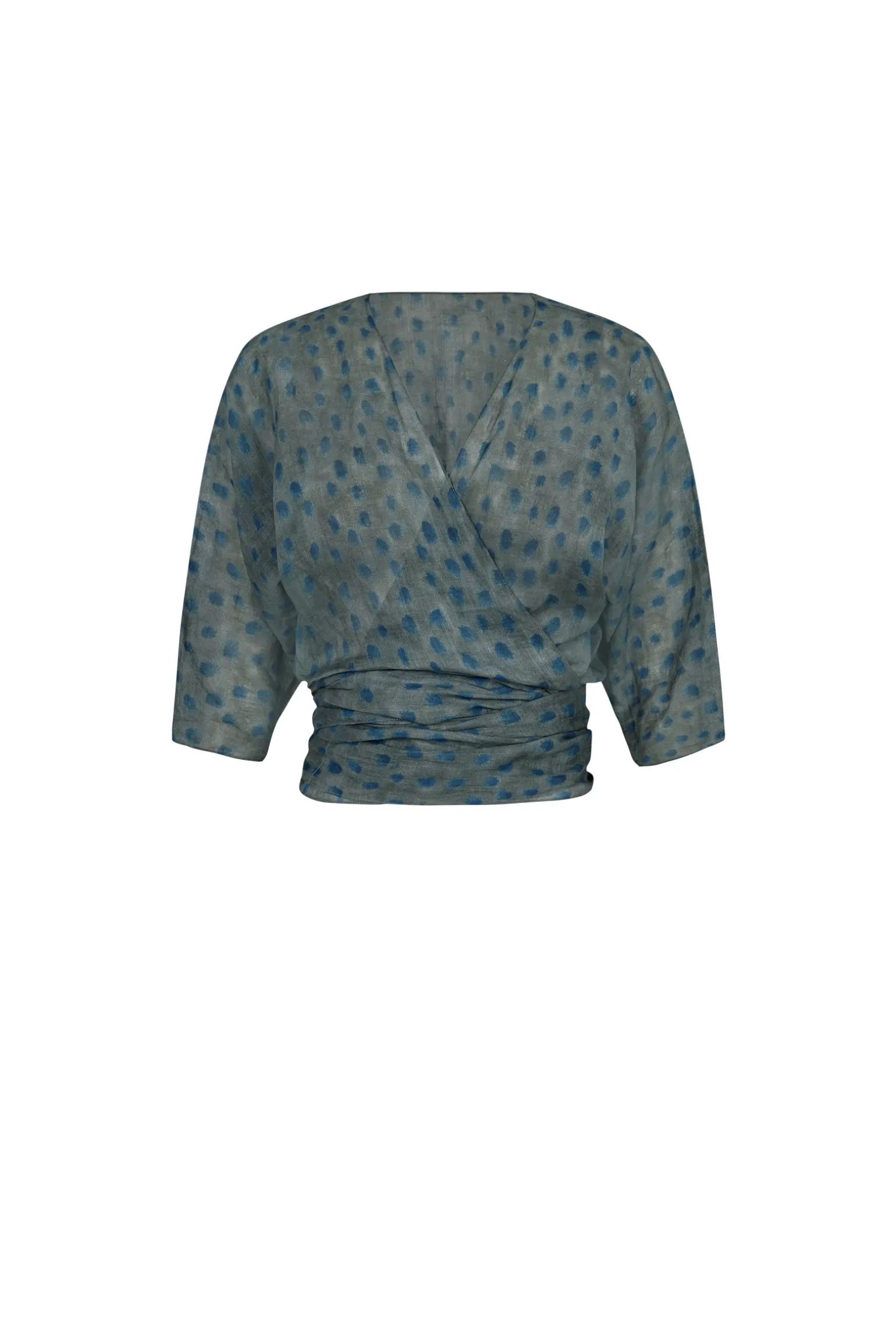 Blues, ciro print top in ramie
