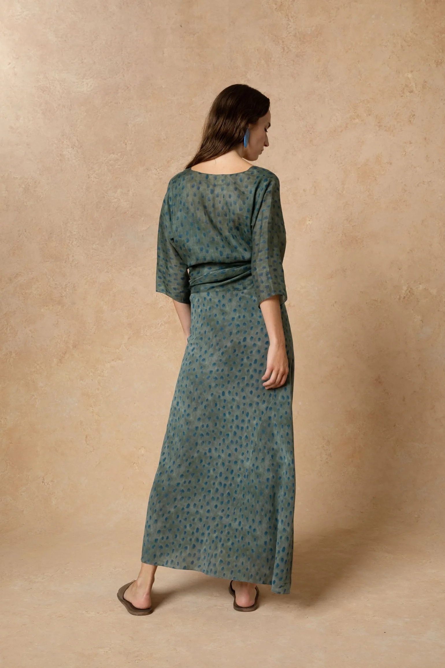 Blues, ciro print top in ramie
