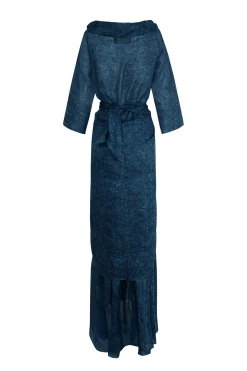 Blues, Tokyo print dress in ramie