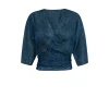 Blues, tokyo print ramie top