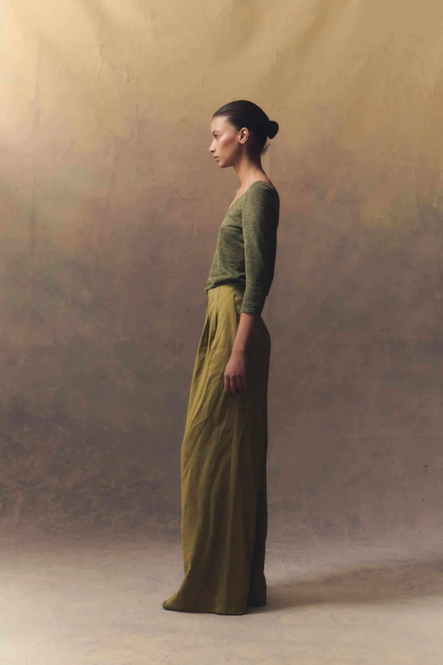 Botanica, melange green linen knit sweater