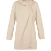 Botanica, wrap top in ecru linen knit