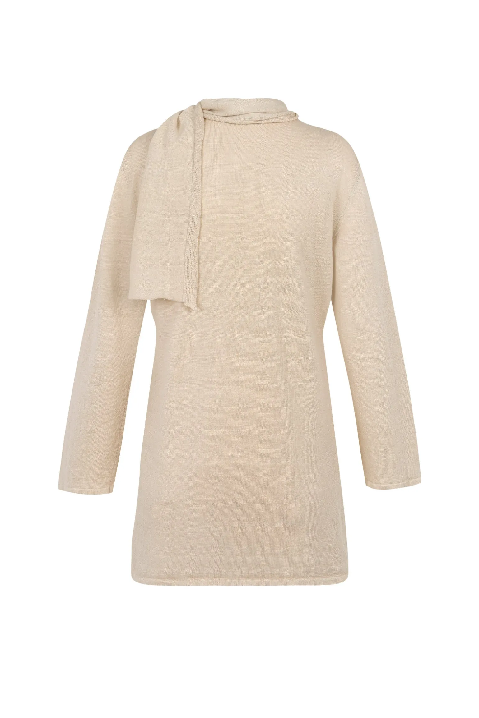 Botanica, wrap top in ecru linen knit