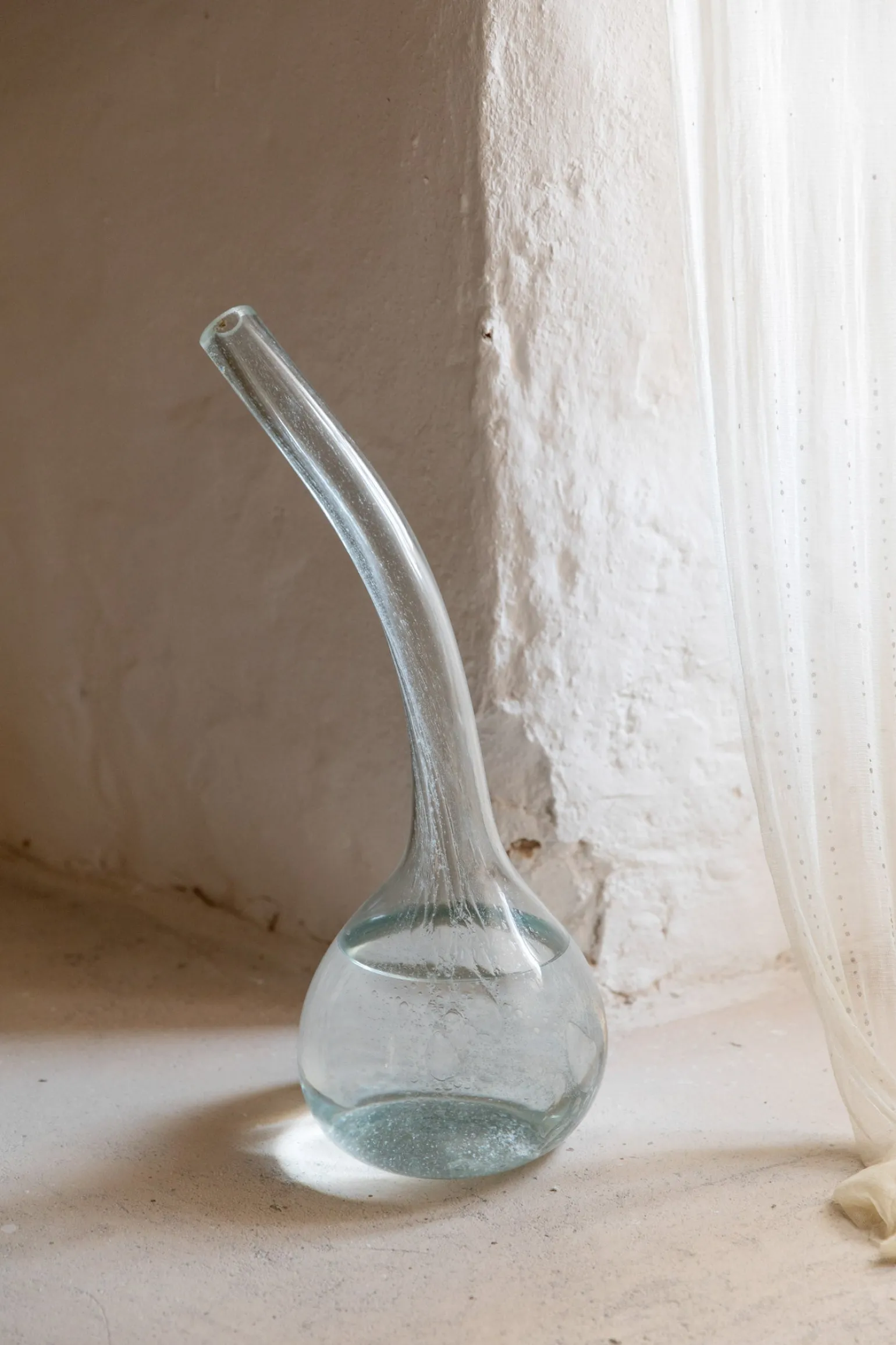 Calabaza, green blown glass vase