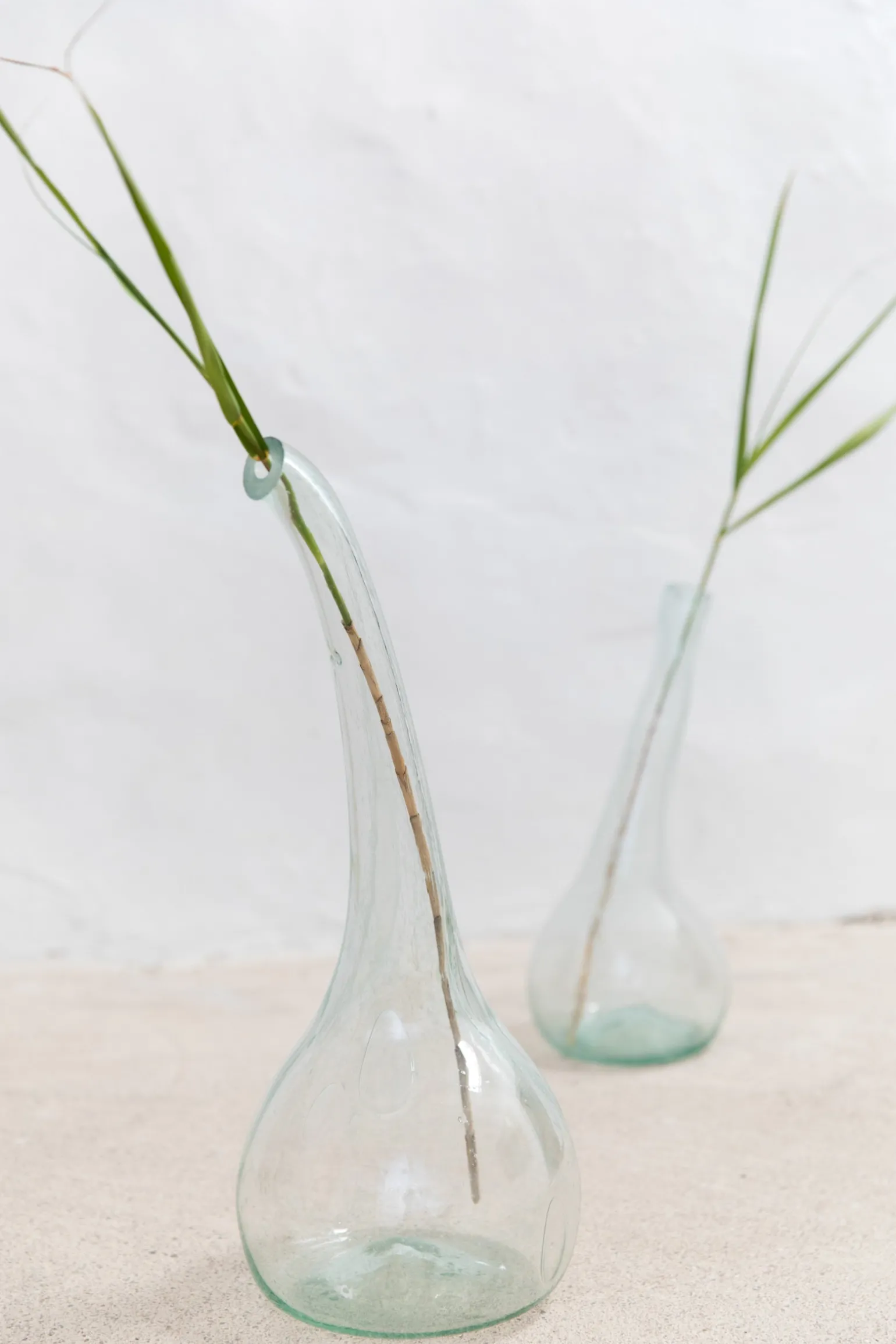 Calabaza, green blown glass vase
