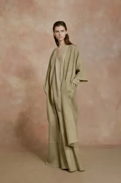 Cali, fade green linen coat