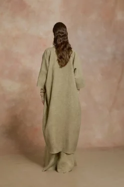 Cali, fade green linen coat
