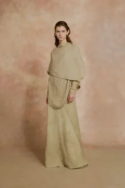 Cali, fade green linen skirt