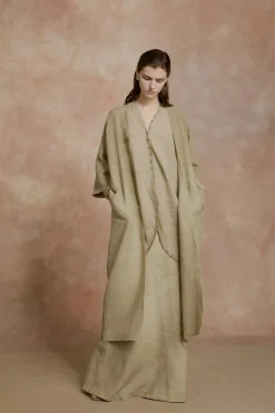 Cali, fade green linen skirt