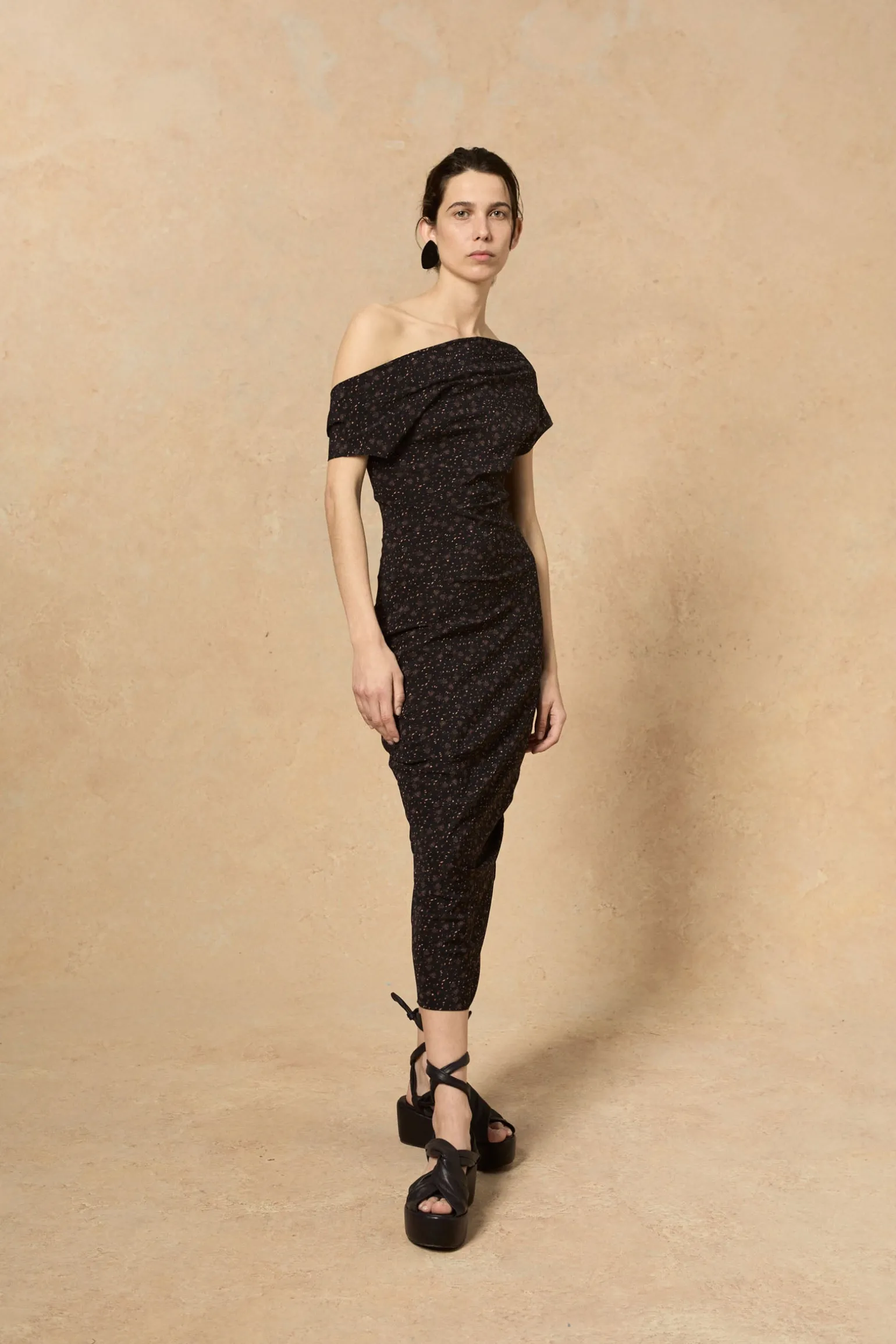 Camaron, stretch silk hedy print dress