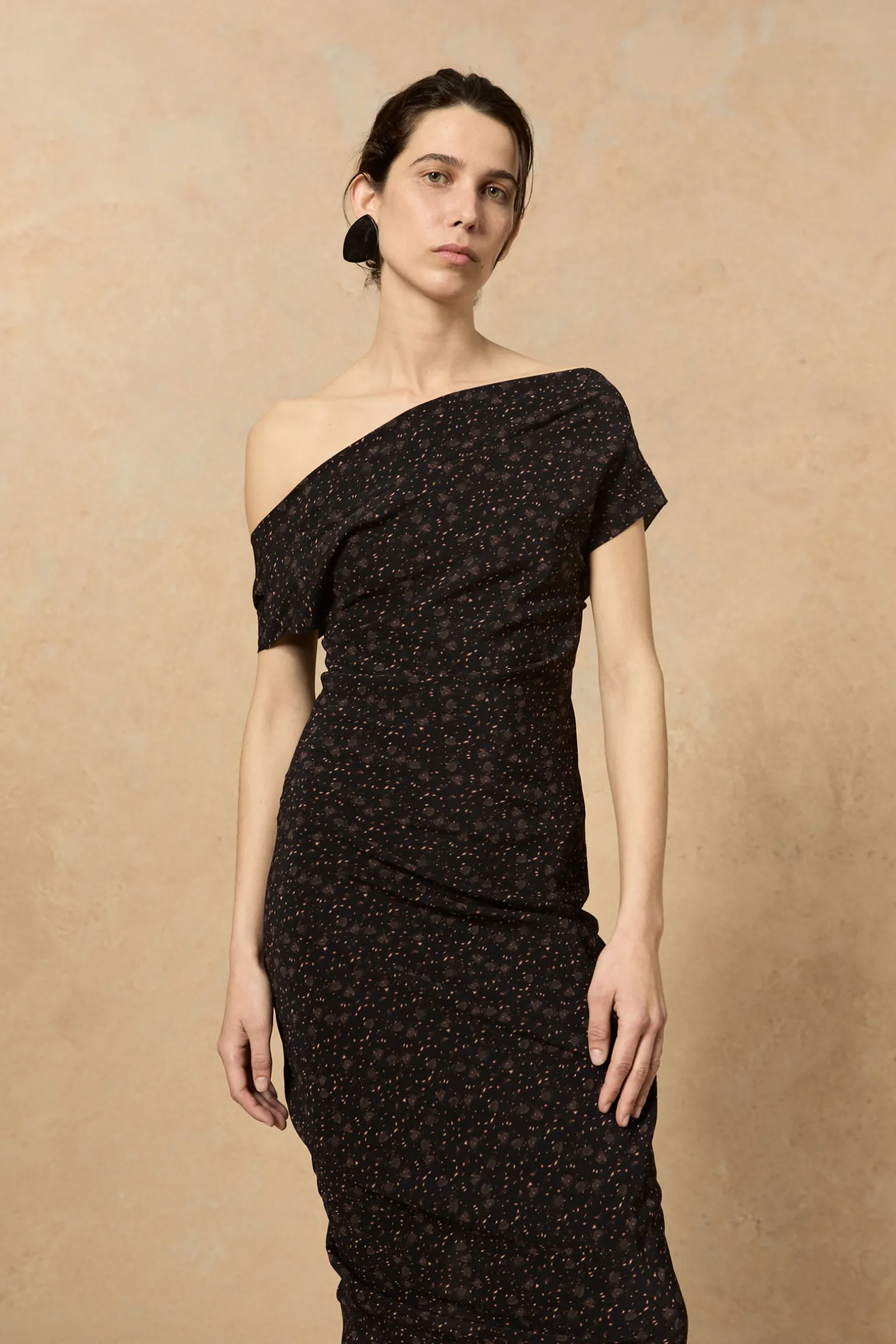 Camaron, stretch silk hedy print dress