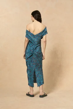Camaron, stretch silk isla print dress
