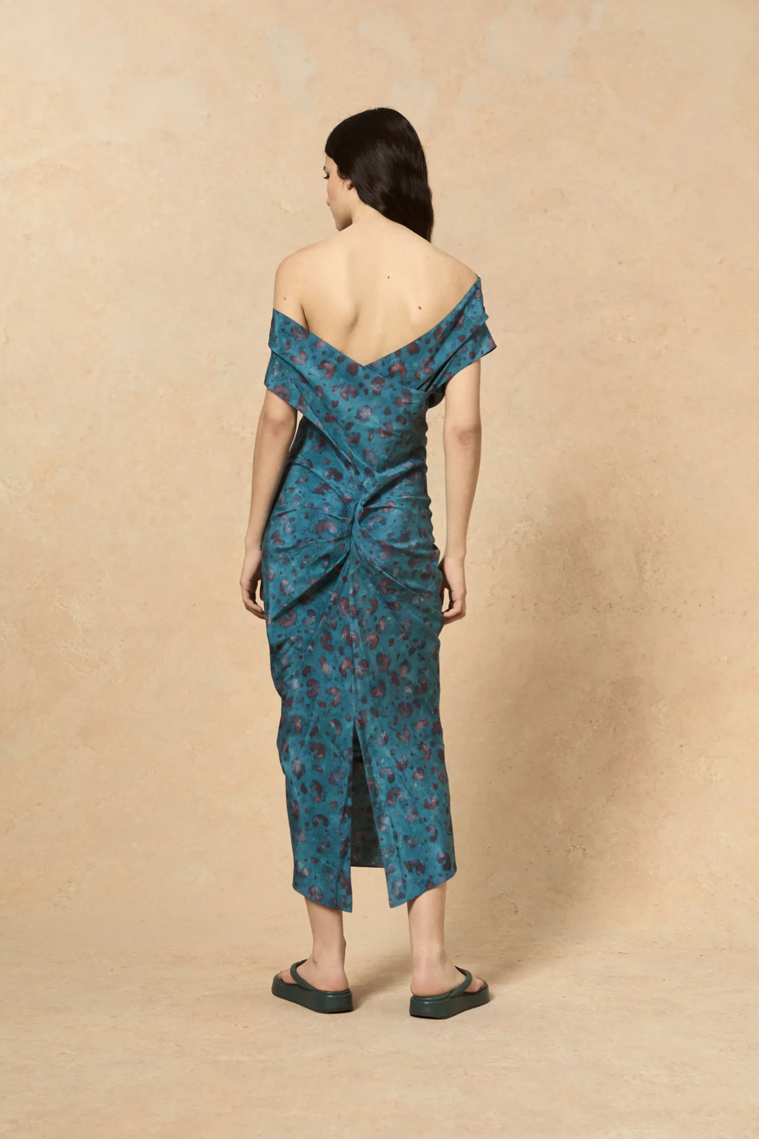 Camaron, stretch silk isla print dress