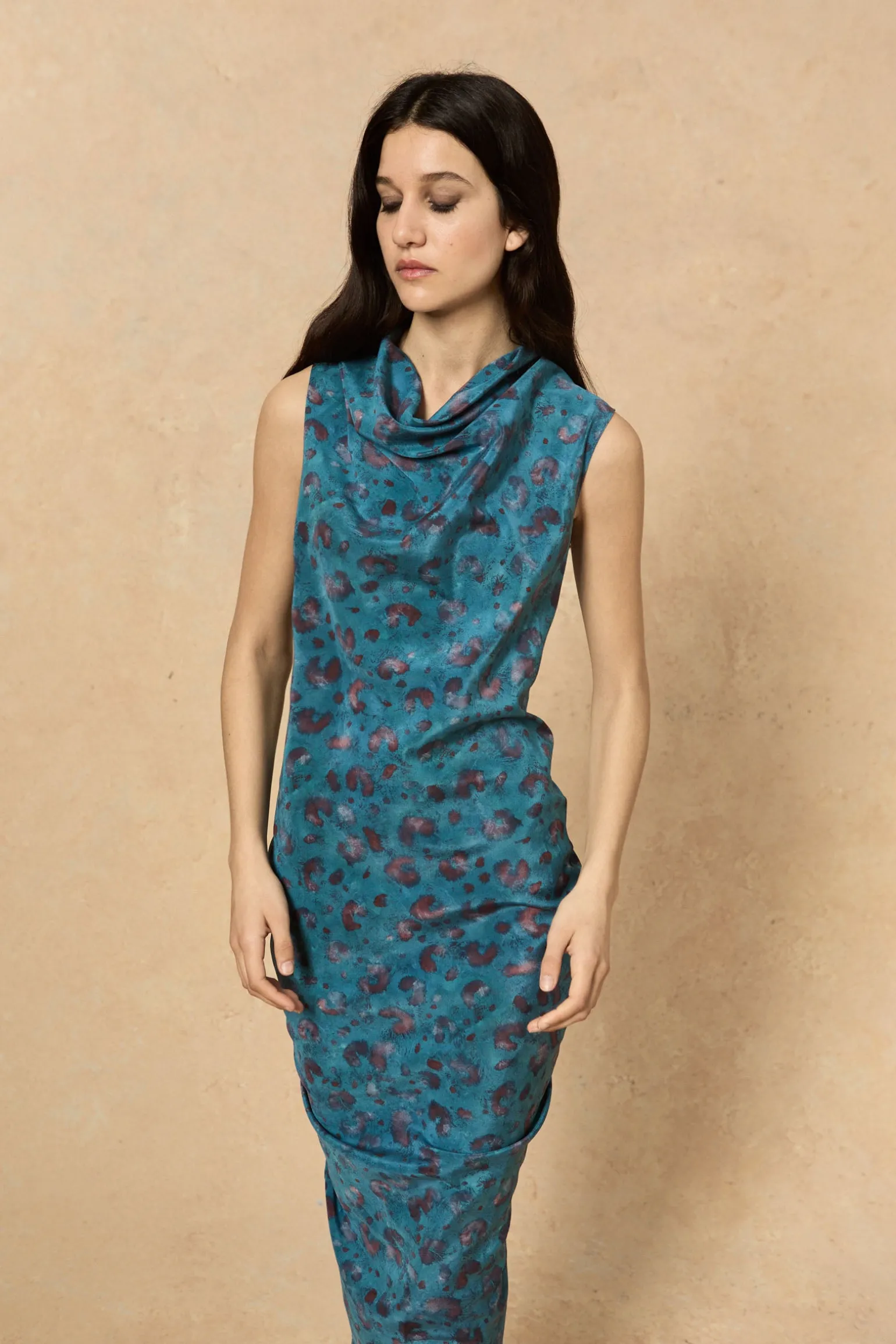 Camaron, stretch silk isla print dress