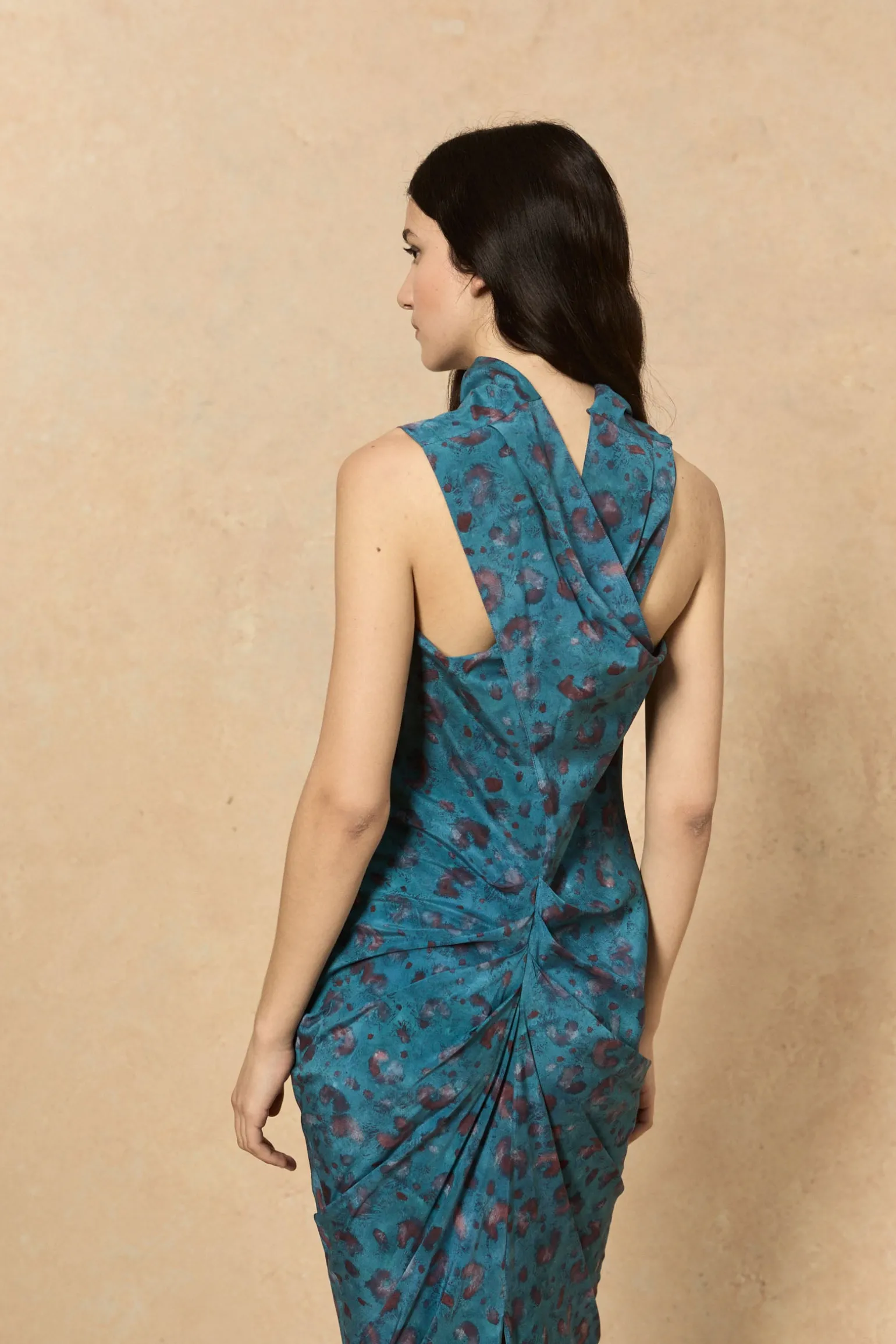 Camaron, stretch silk isla print dress