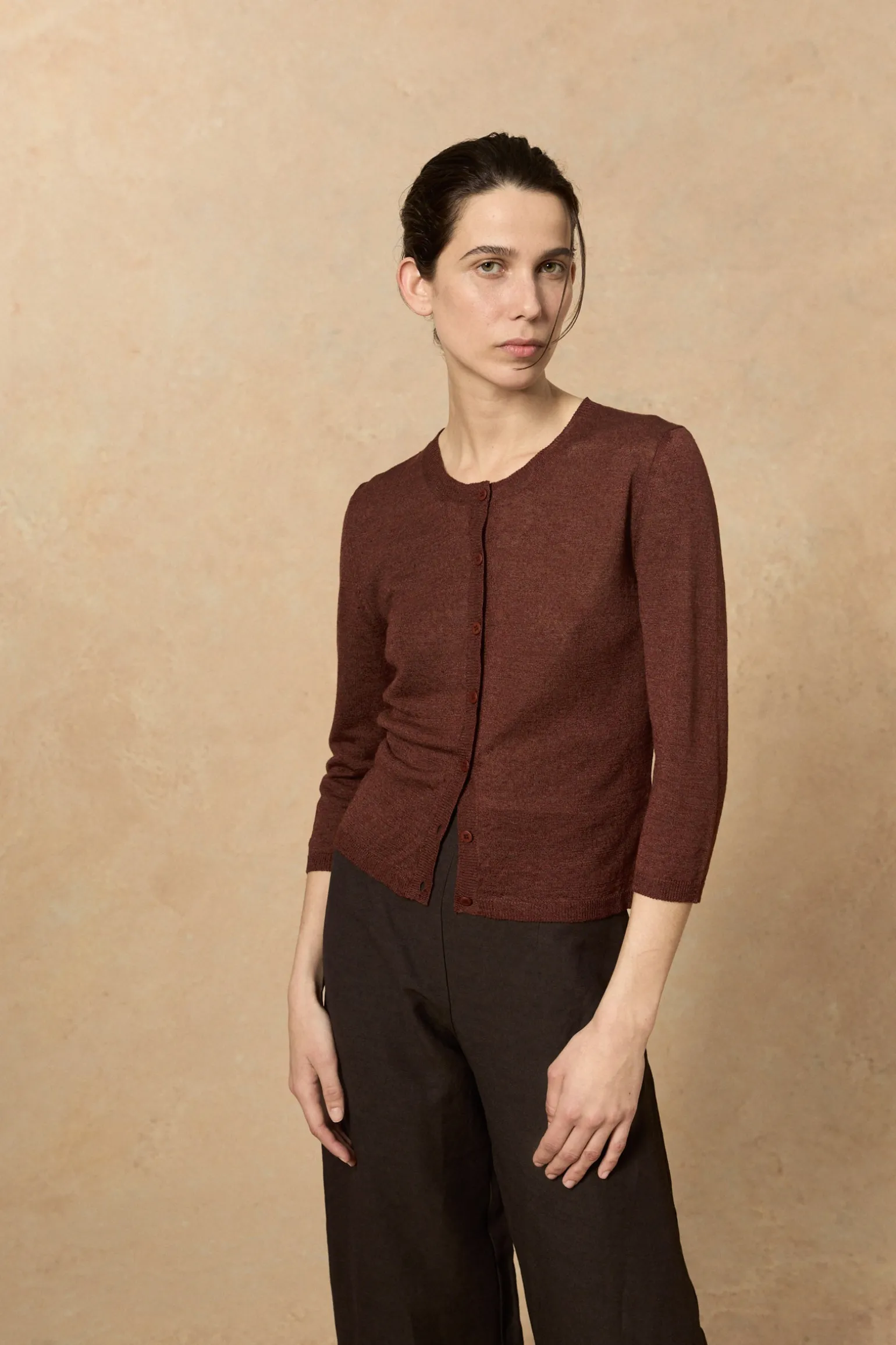Canton, maroon knit cardigan