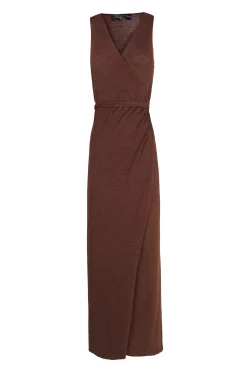 Canton, maroon knit wrap dress