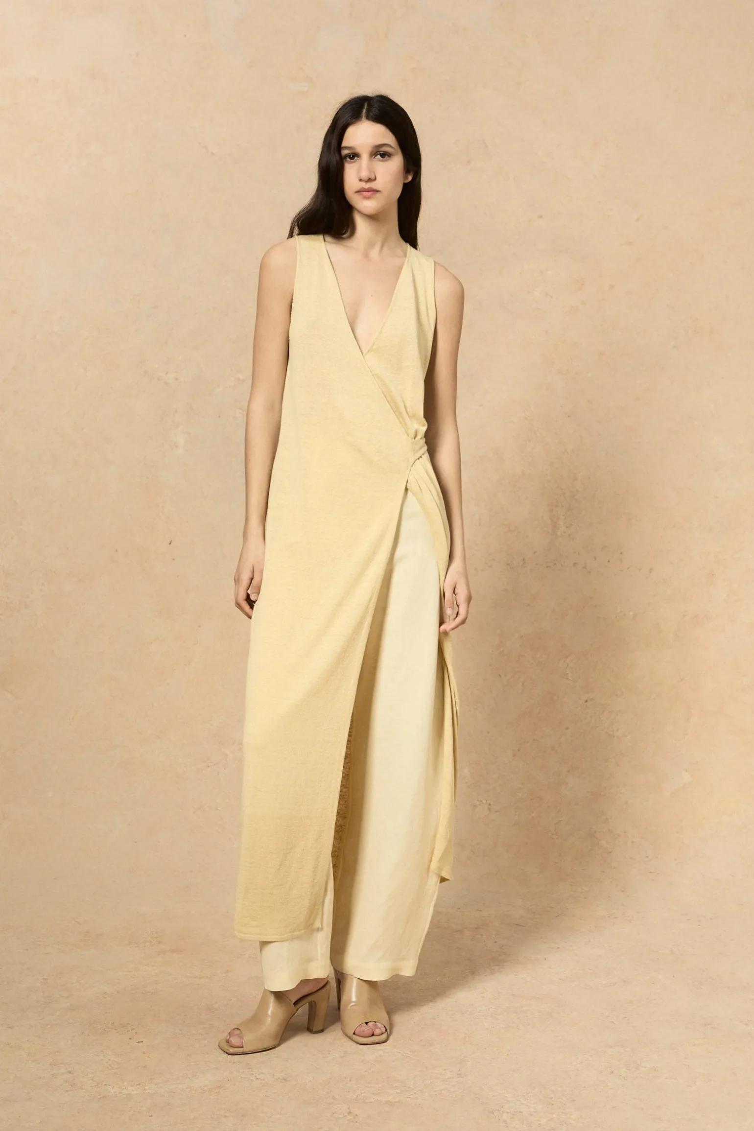 Canton, vanilla knit wrap dress