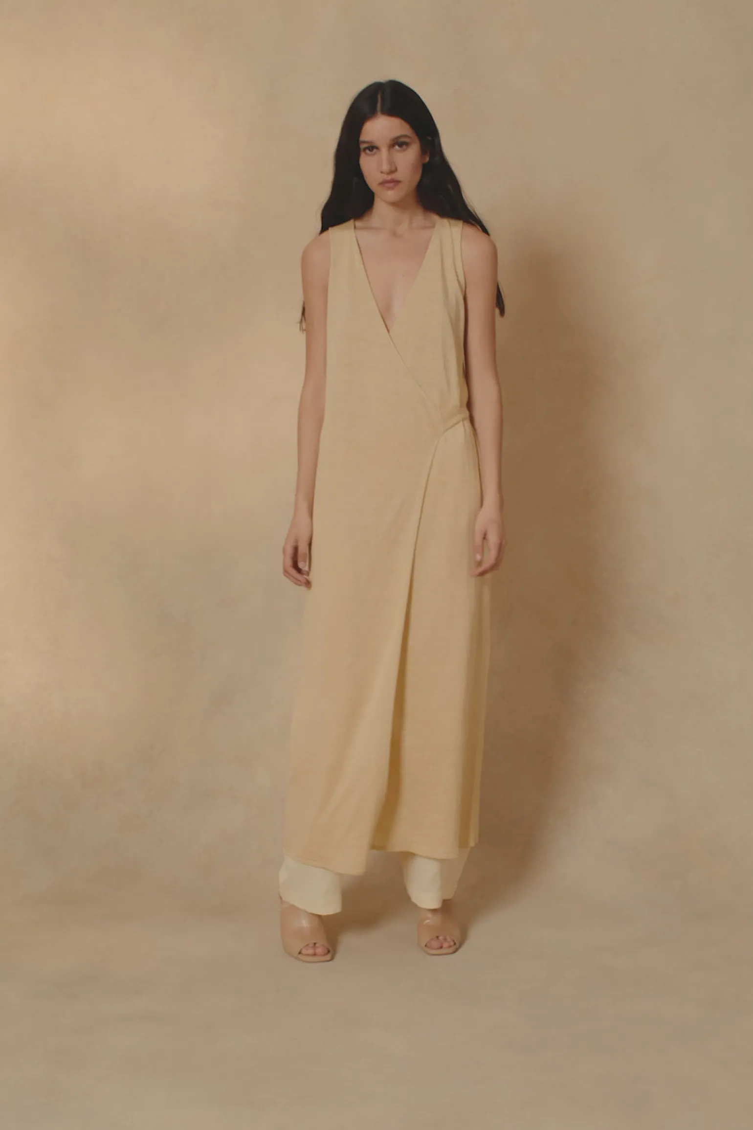 Canton, vanilla knit wrap dress