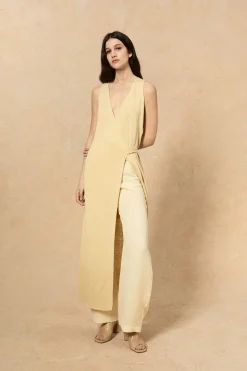 Canton, vanilla knit wrap dress