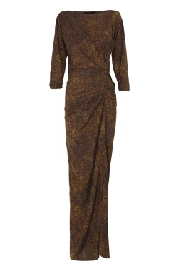 Carey, long animal print silk dress