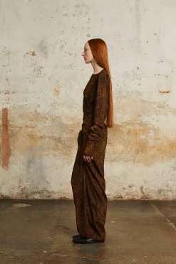 Carey, long animal print silk dress