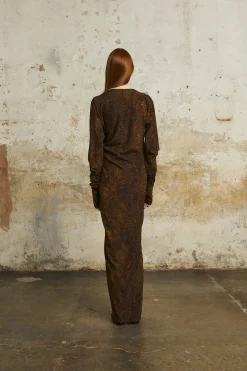 Carey, long animal print silk dress