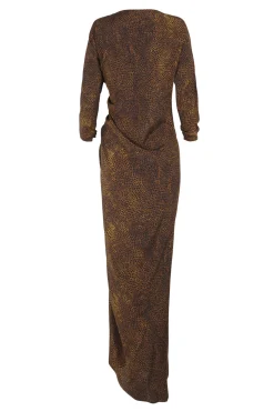 Carey, long animal print silk dress