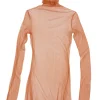 Cisne, brique silk tulle top