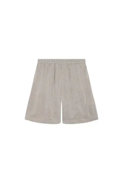 Cleo, green striped linen and silk shorts