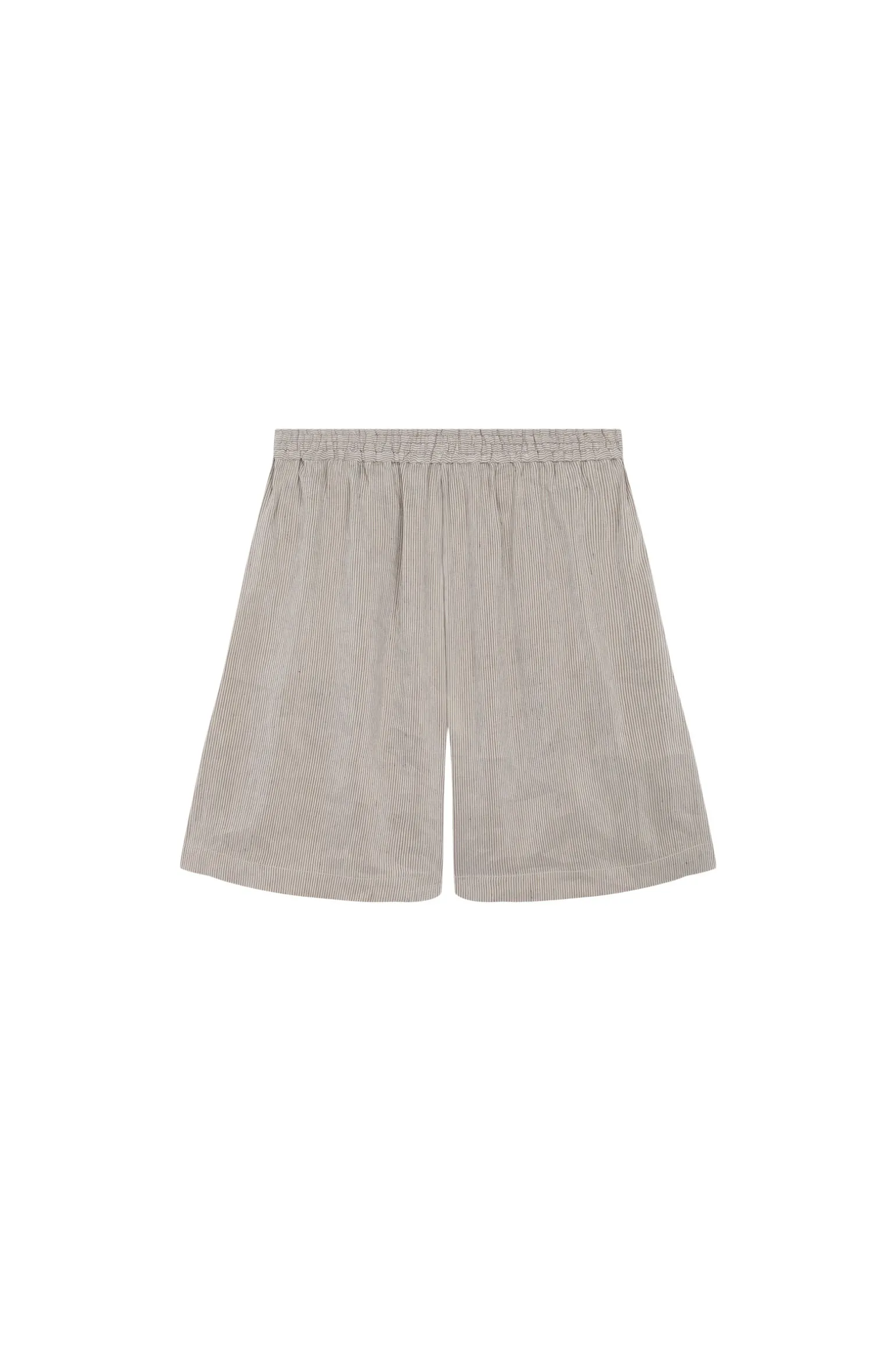 Cleo, green striped linen and silk shorts