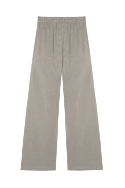 Cleo, green striped linen and silk pants