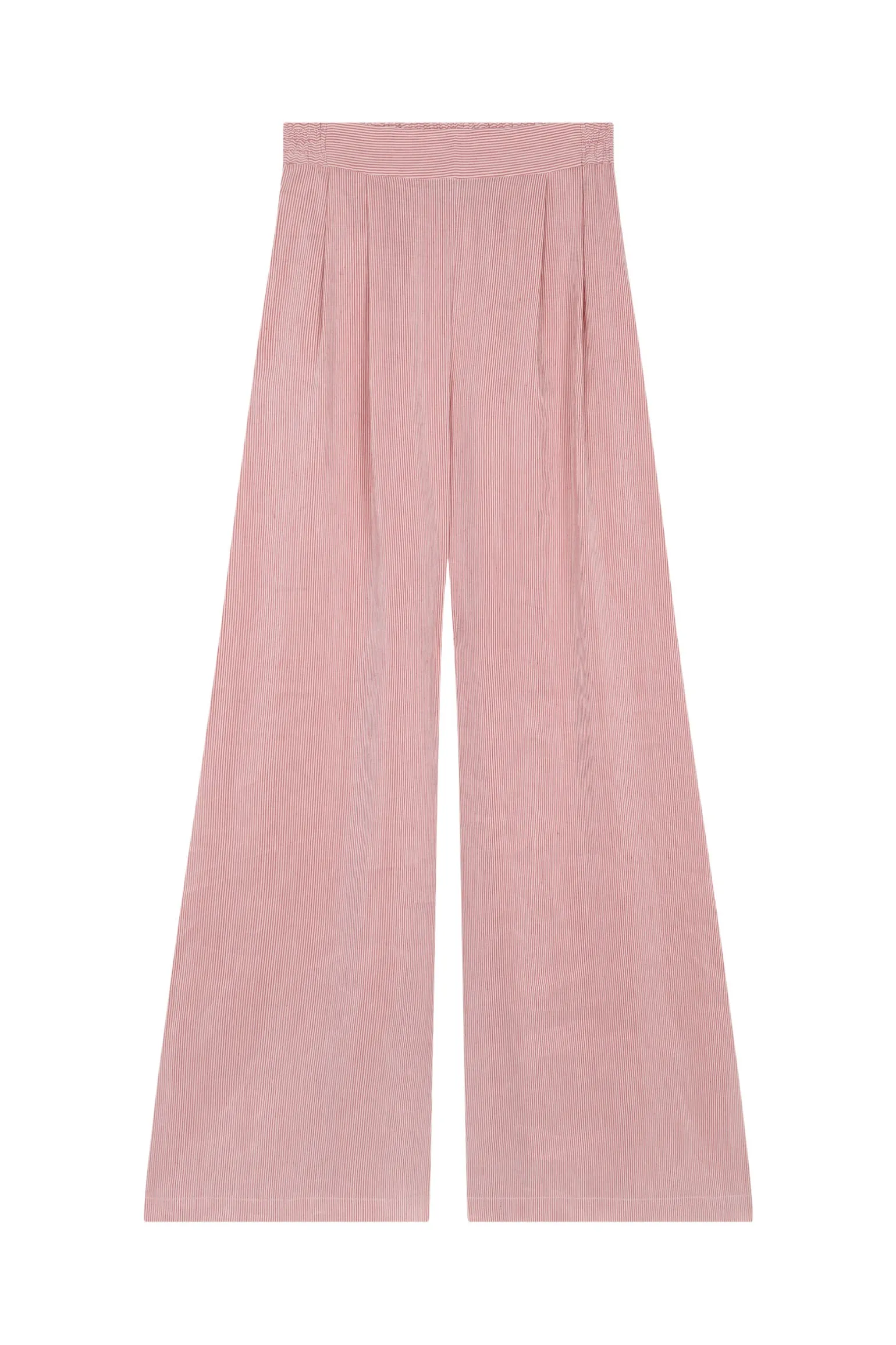 Cleo, red striped linen and silk pants