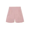 Cleo, red striped linen and silk shorts