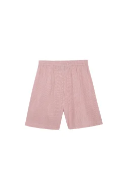 Cleo, red striped linen and silk shorts