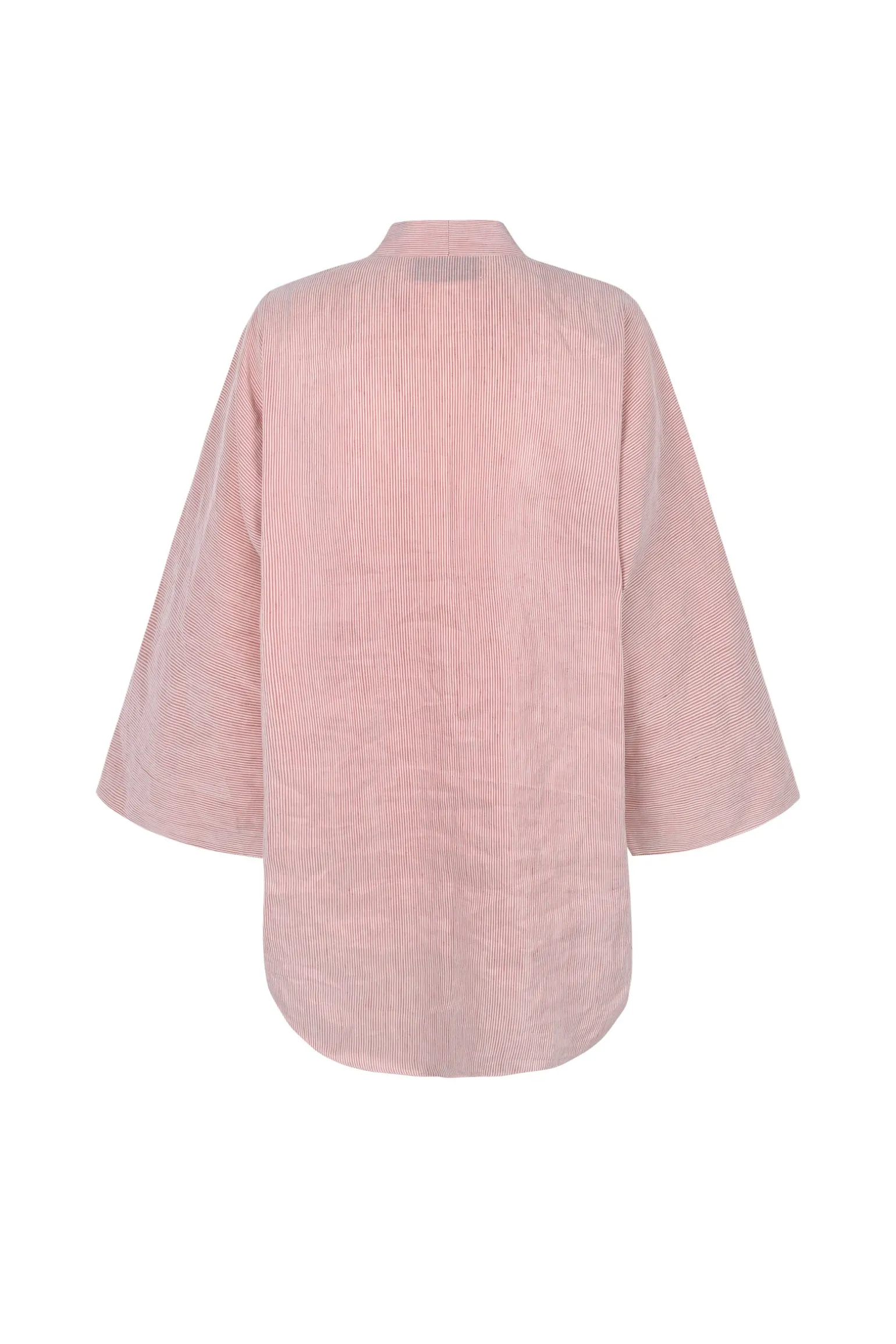 Cleo, red striped linen and silk shirt