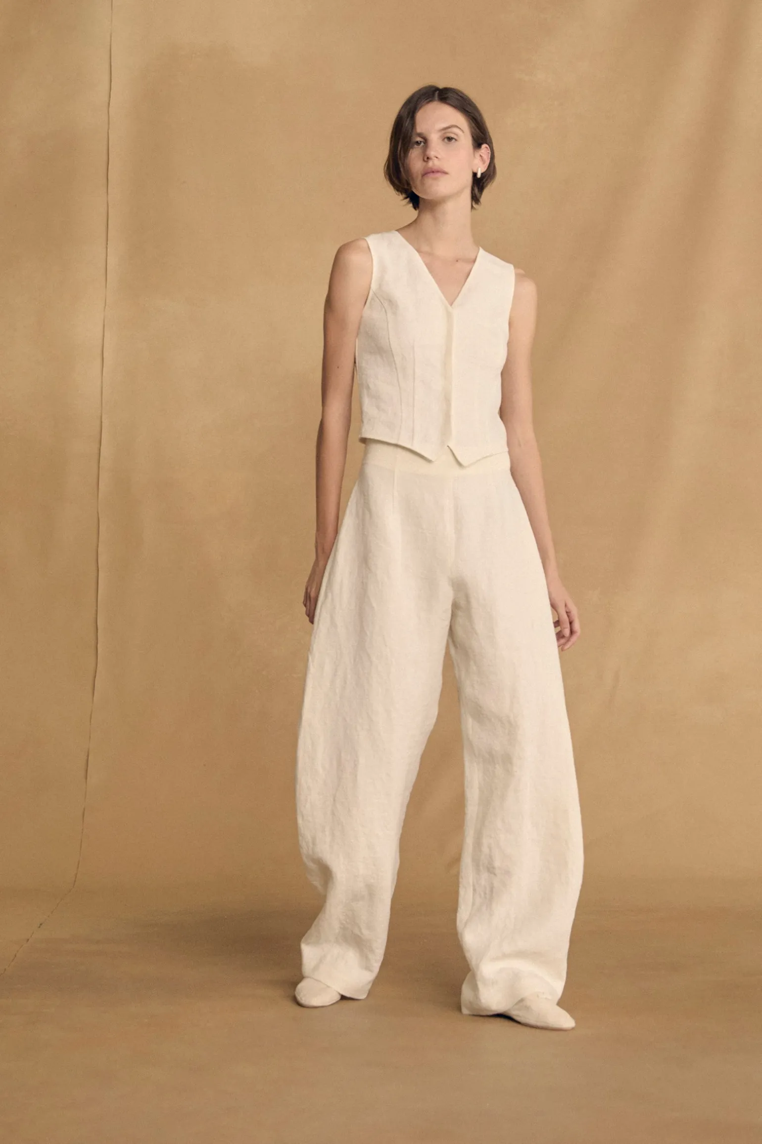 Costa, ivory linen pants