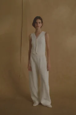 Costa, ivory linen pants