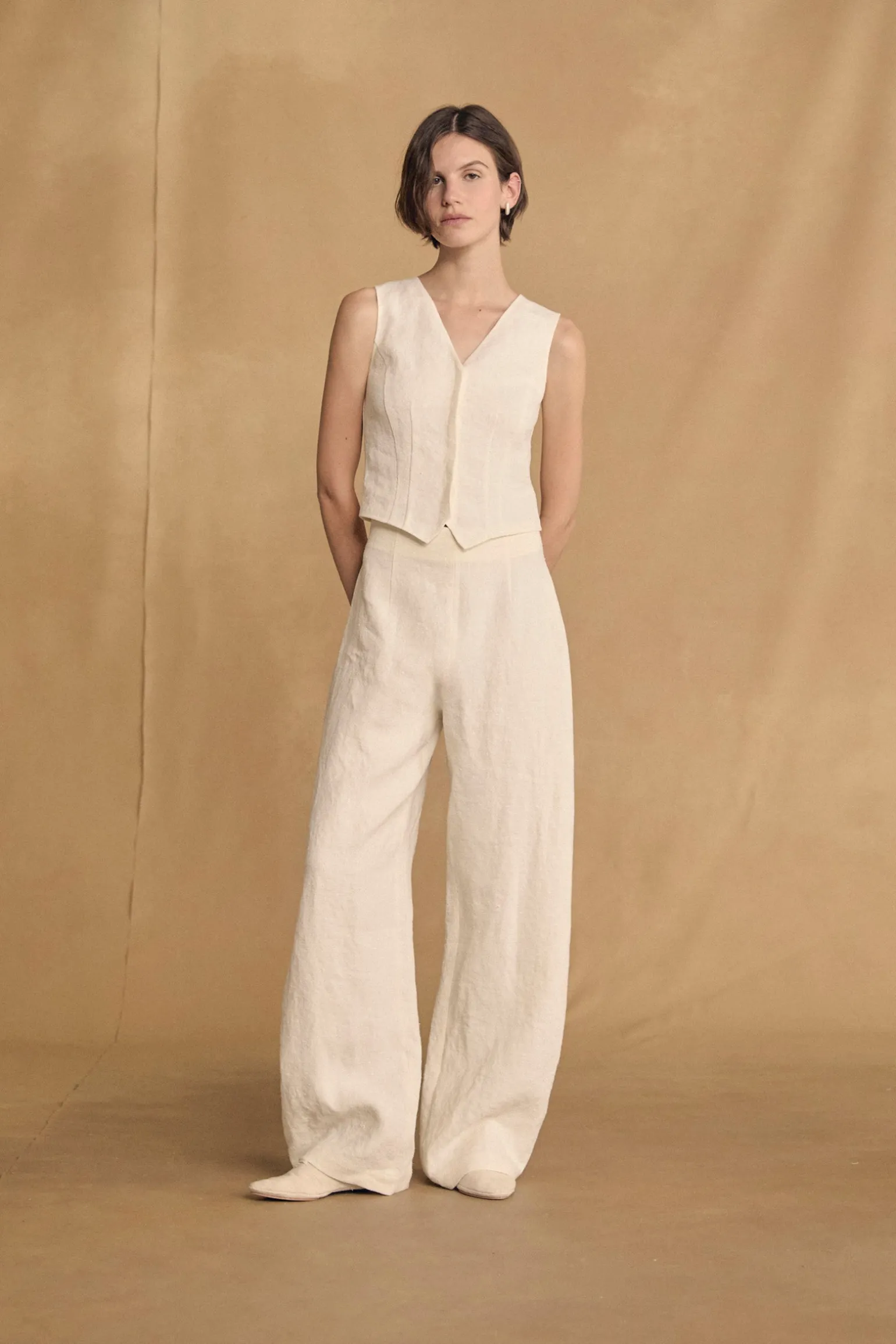 Costa, ivory linen pants