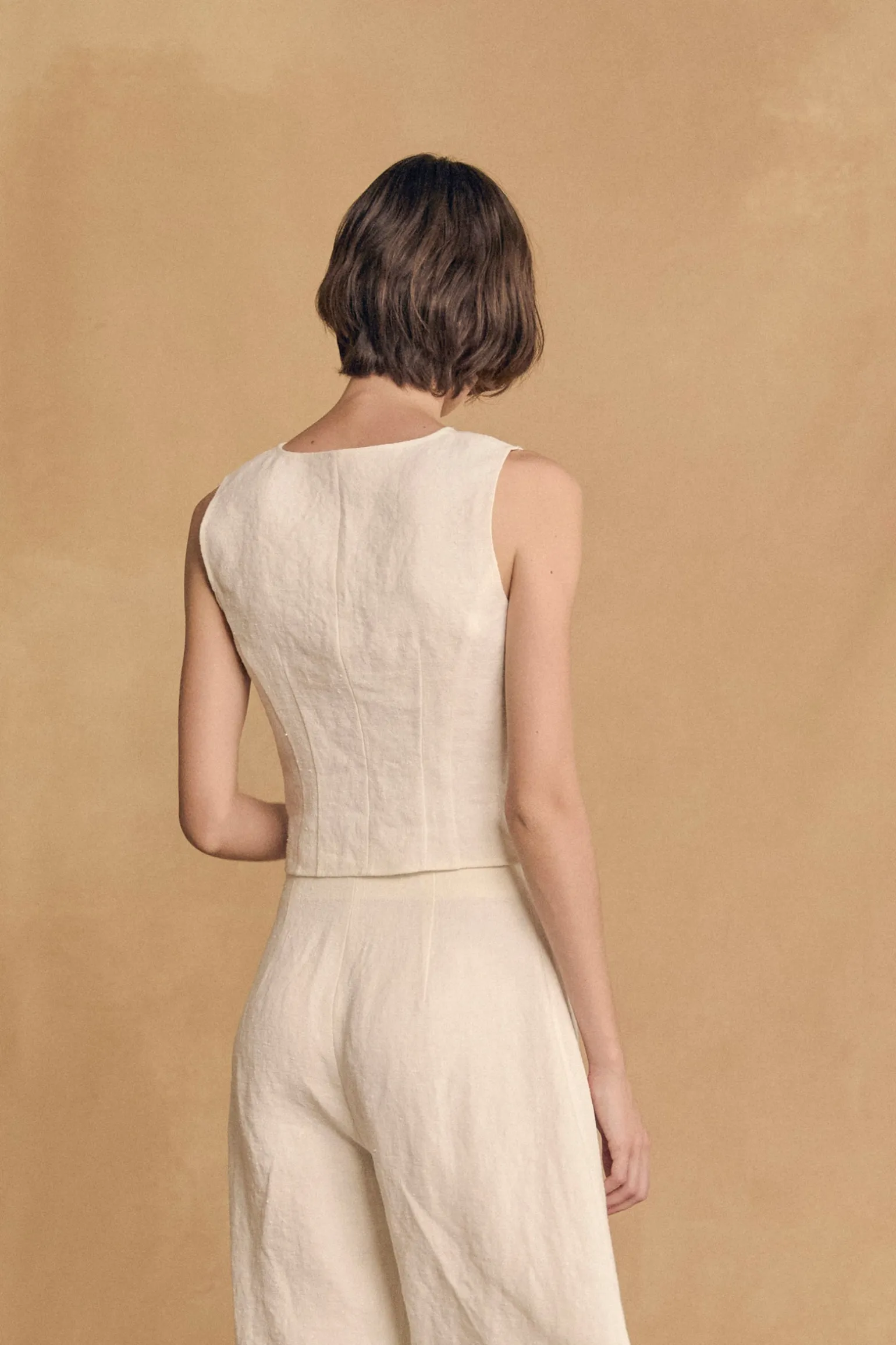 Costa, ivory linen pants