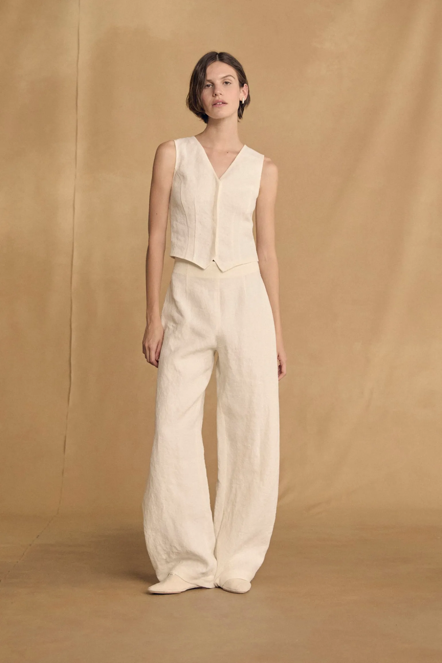 Costa, ivory linen pants