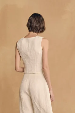 Costa, ivory linen vest
