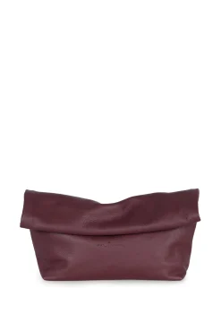 Delhi L, large clutch in burgundy leather