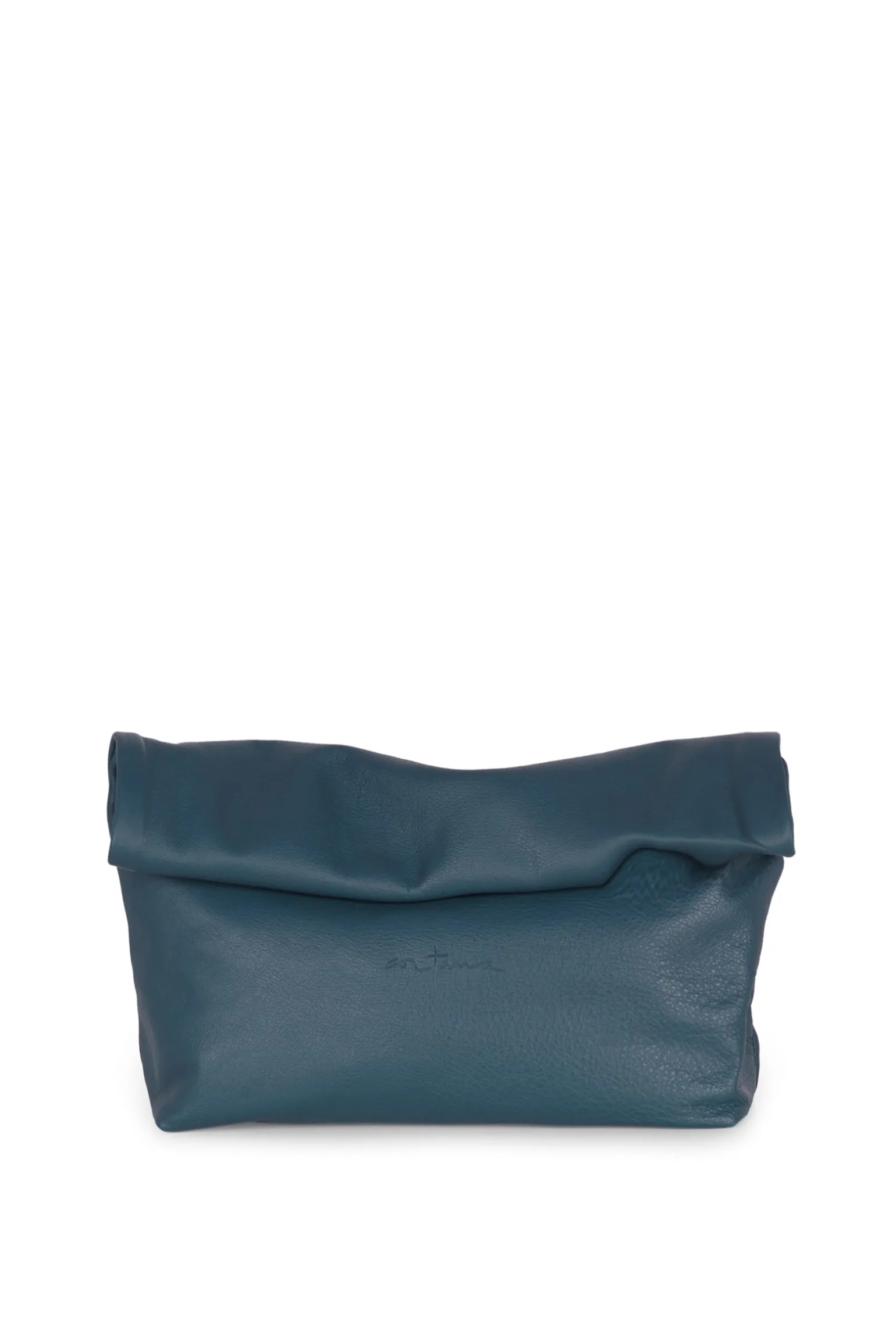 Delhi L, large clutch in ocean green leather