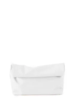 Delhi L, large clutch in white leather