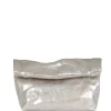 Delhi L, white silver leather large clutch