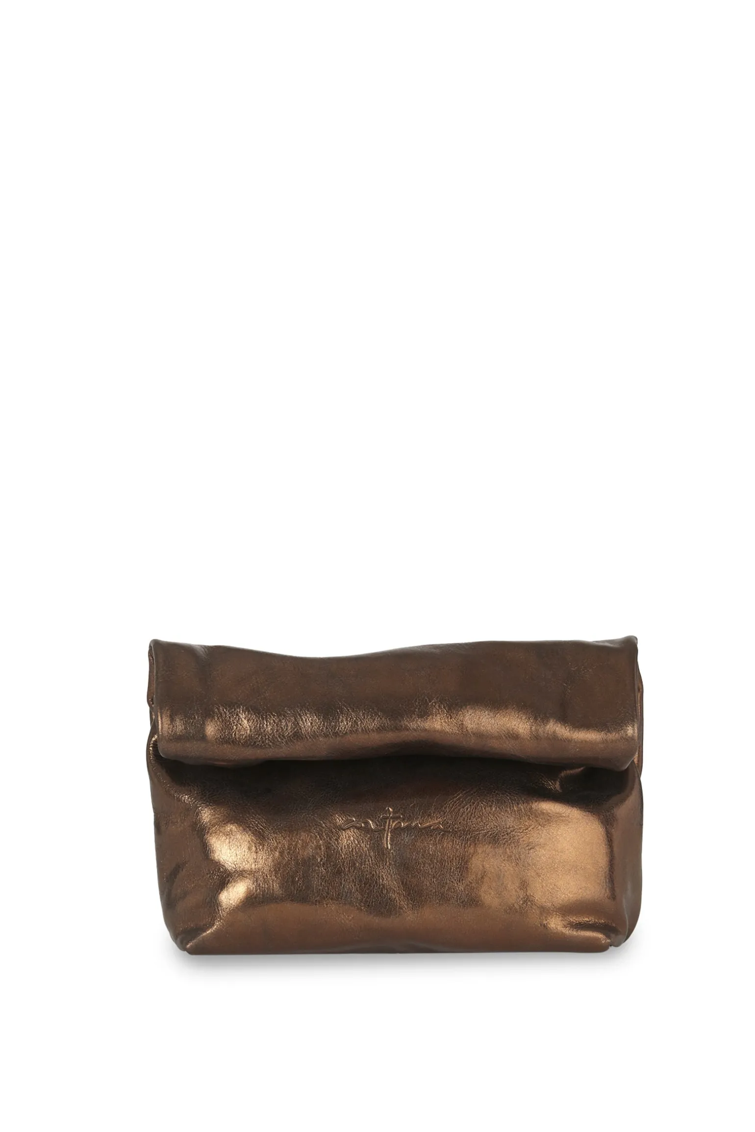 Delhi S, dark bronze leather clutch