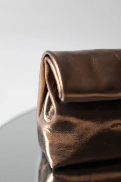 Delhi S, dark bronze leather clutch