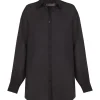 Dennis, black oversize shirt in ramie
