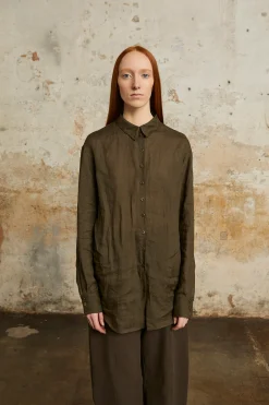 Dennis, black oversize shirt in ramie